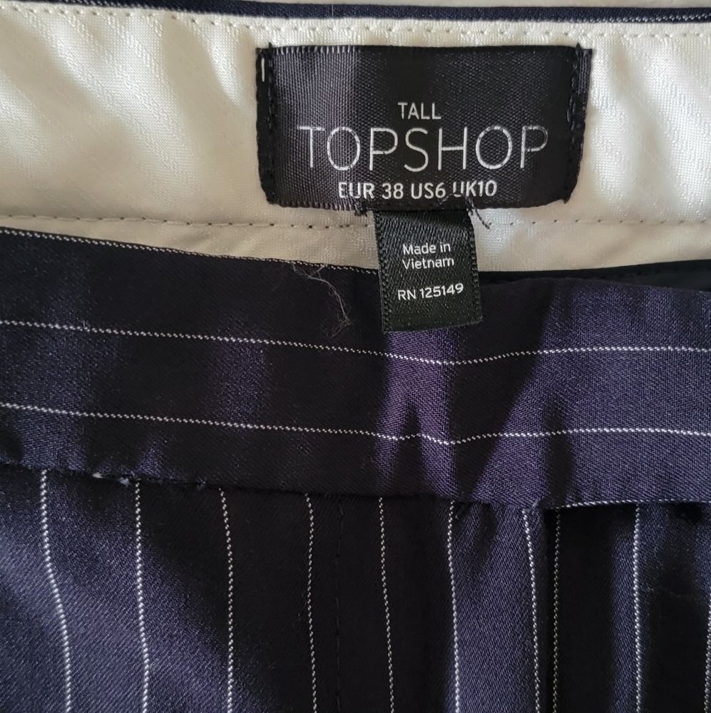 Black Size 6 Topshop Pinstripe Pants - Picture 3 of 5